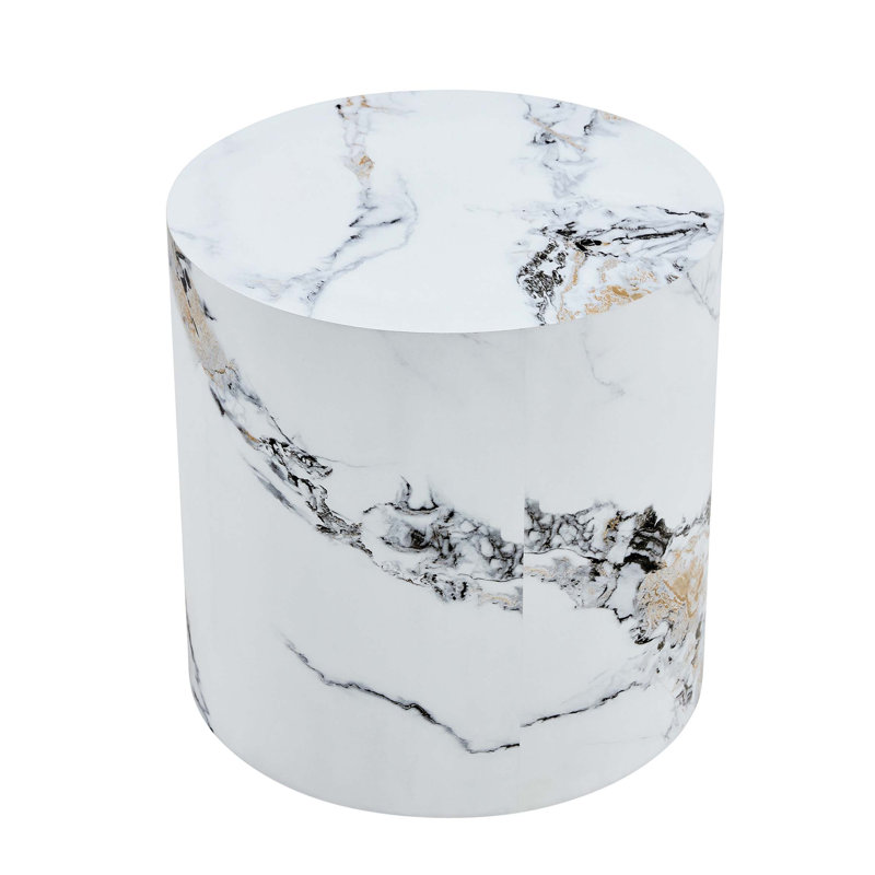 Versatile Cylindrical Table with Patterned Design for Multiple Uses, Ideal for Coffee, Dining, and Writing