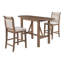 Ensemble de salle à manger à hauteur de comptoir 3 pièces avec table à abattants et chaises rembourrées, en bois d'hévéa brun Topmax