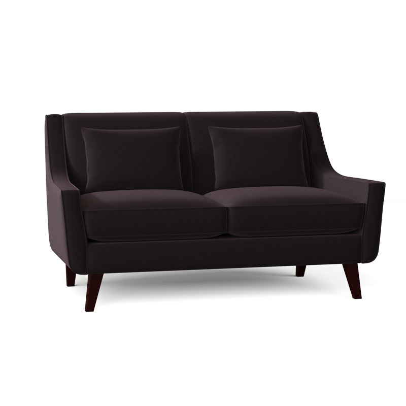 Causeuse à accoudoirs évasés de 61 po avec coussins réversibles Gros, Velours performance Bella Aubergine
