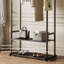 Portant à vêtements noir pour suspendre les vêtements, portemanteau en métal robuste, portemanteaux moderne avec tablettes de rangement inférieures et 6 crochets latéraux, portemanteaux pour garde-robe autoportant pour chambre à coucher ou garde-robe 