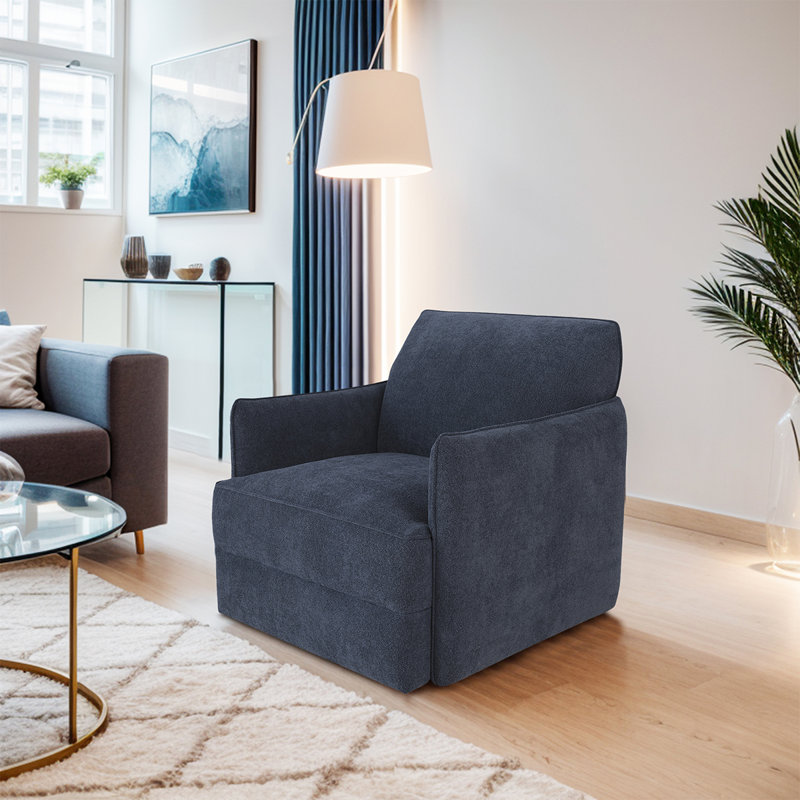 Fauteuil pivotant bleu 360 ° Evalina, Polyester bleu