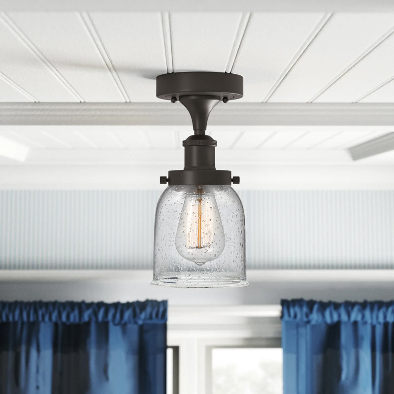 Ballston Urban - Bell - 1 Light 5" Semi-Flush Mount, Oil Rubbed Bronze, Seedy, No Bulb Included