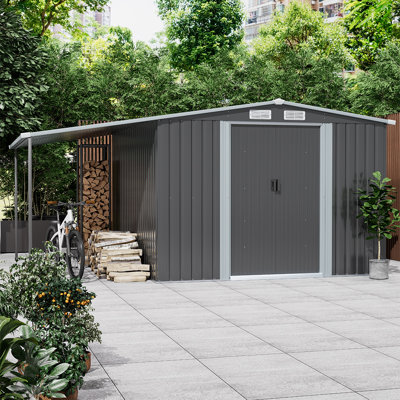 10ft W x 8ft D Caiti Metal Garden Sheds with Lean-to