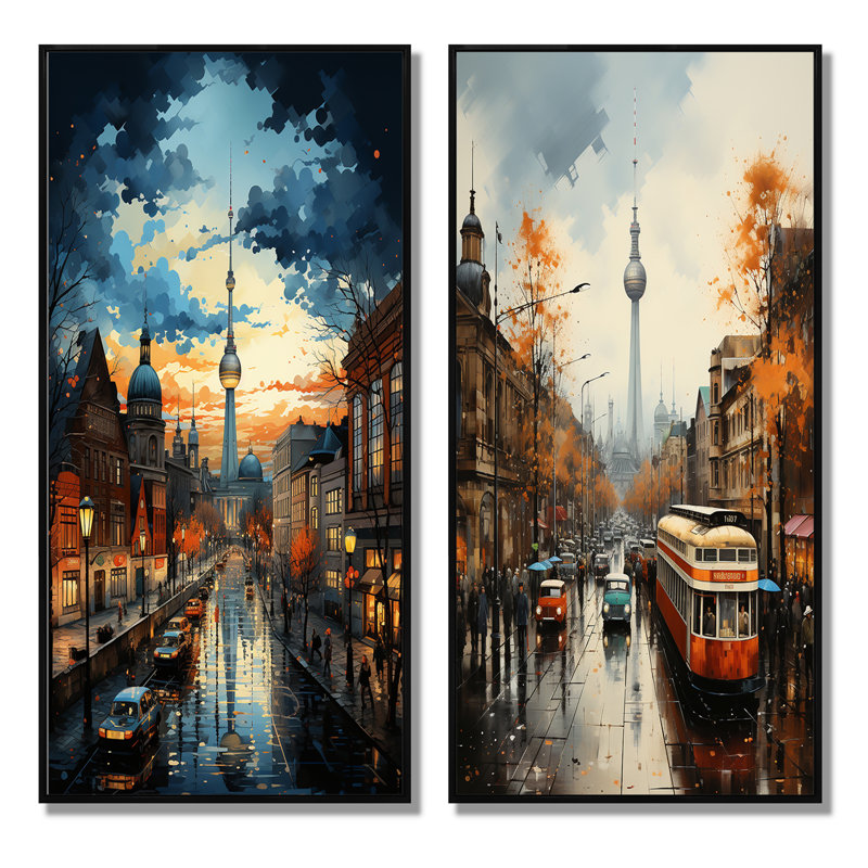 " Germany Berlin Skyline In " 2 - Pieces, Black Framed, 20" H x 24" W