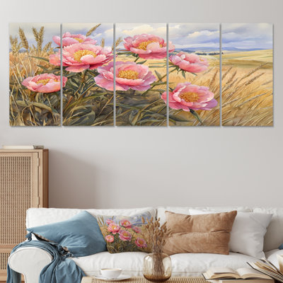 Pivoines le long de la campagne oad II - le long des pivoines, décoration murale - art mural traditionnel