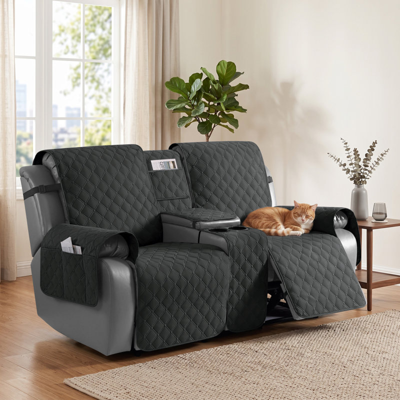 Housse pour causeuse inclinable et antidérapante 4 pièces Heide, Gris anthracite