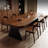 Nut-brown+Black Rectangular Solid Wood Dining Table-311030505