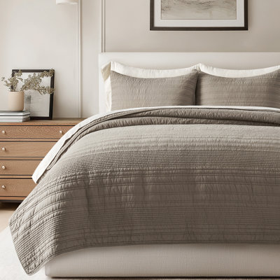  EverGrace 100% Cotton Modern Lines Quilt Set