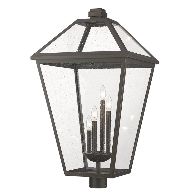 Luminaire d'extérieur 4 lumières Injum, Bronze huilé, Semé, H 34,25 po x l 19,25 po x P 19,25 po
