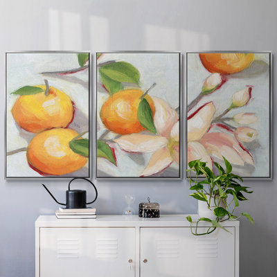 «Tangerine Blossoms I», reproduction sur toile 3 pièces