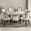 Ensemble de table de salle à manger simple en faux marbre blanc-104829587