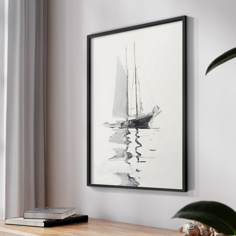 " Vintage Nautical Print XXI ", 10" H x 8" W, Black