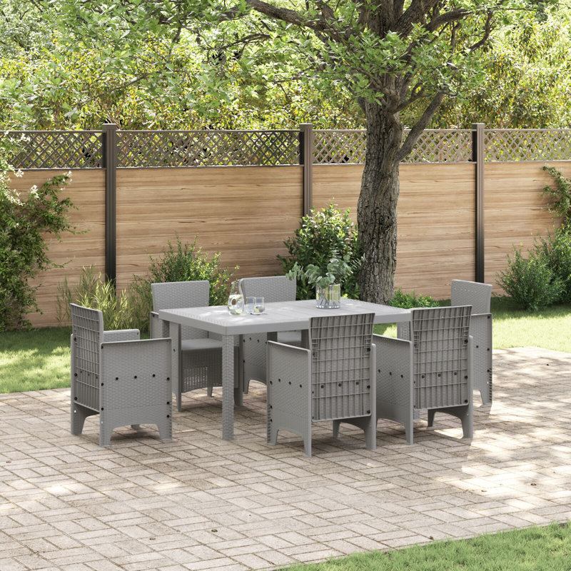 Garden Table Poly Rattan, Light Grey, 73cm H x 150cm W x 100cm D