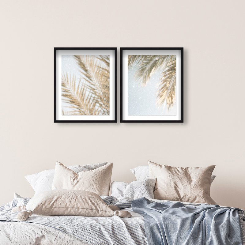 Palm Visions Set Shadowbox Floral & Botanical Print by Oliver Gal, Black Frame, 16 x 20, 25.5"H x 31.5"W, Black Shadowbox