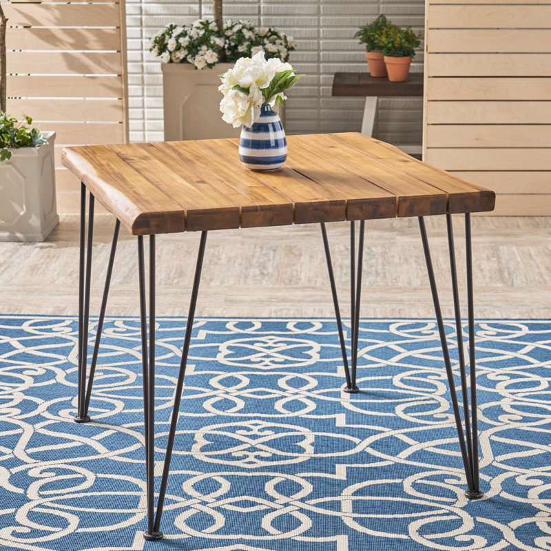 Table en bois de 32,5 po - Rehausser l'esthétique des espaces extérieurs avec panneaux de lattes élégants, 32,5 po