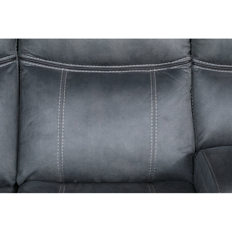 Canapé modulaire inclinable manuel bicolore avec port USB et porte-gobelet Dollum, Gris