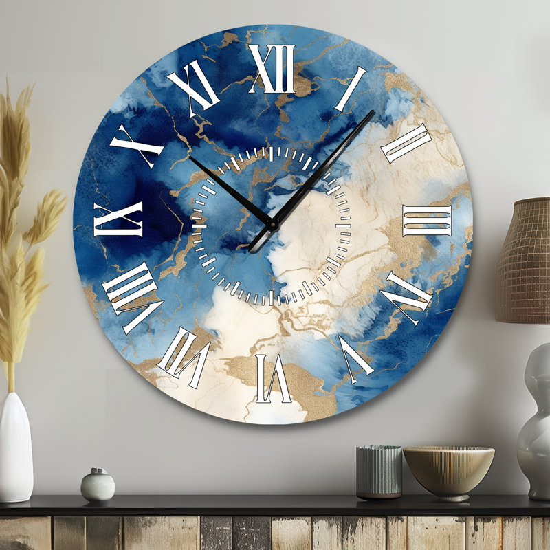Horloge murale bleue et dorée, Grand
