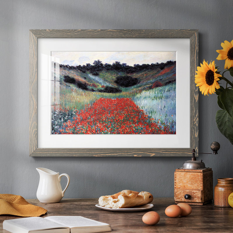 Champ de coquelicots à Giverny par Monet, H 18 po x l 26 po x P 1,5 po, Gris