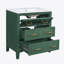 Ensemble de meuble-lavabo 30 po avec lavabo en céramique, meuble-lavabo simple autoportant avec 3 tiroirs, armoire de rangement en bois massif, vert