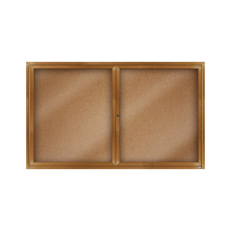 Tableau d’affichage mural en aluminium encastré, Bois de chêne, Deux, H 36 po x l 60 po