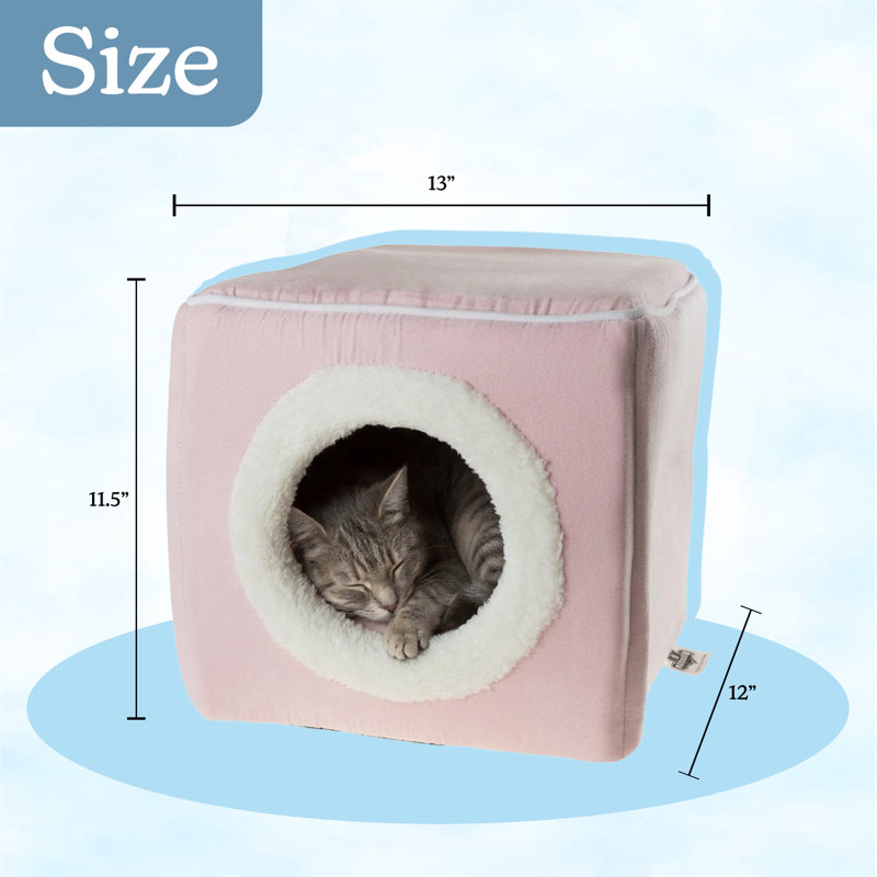 Maison pour chat PETMAKER - Lit d'intérieur avec coussin en mousse amovible - Grotte pour chat pour chiots, lapins, cochons d'Inde, hérissons et autres petits animaux