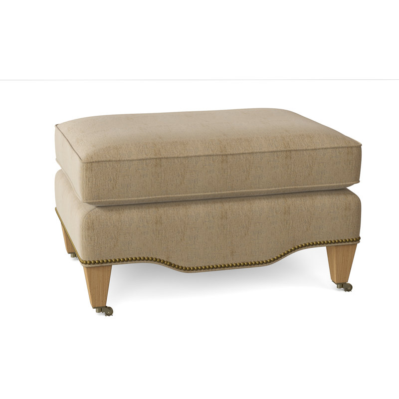 Gideon Ottoman, Venice Linen, Amber, Antique Brass Small
