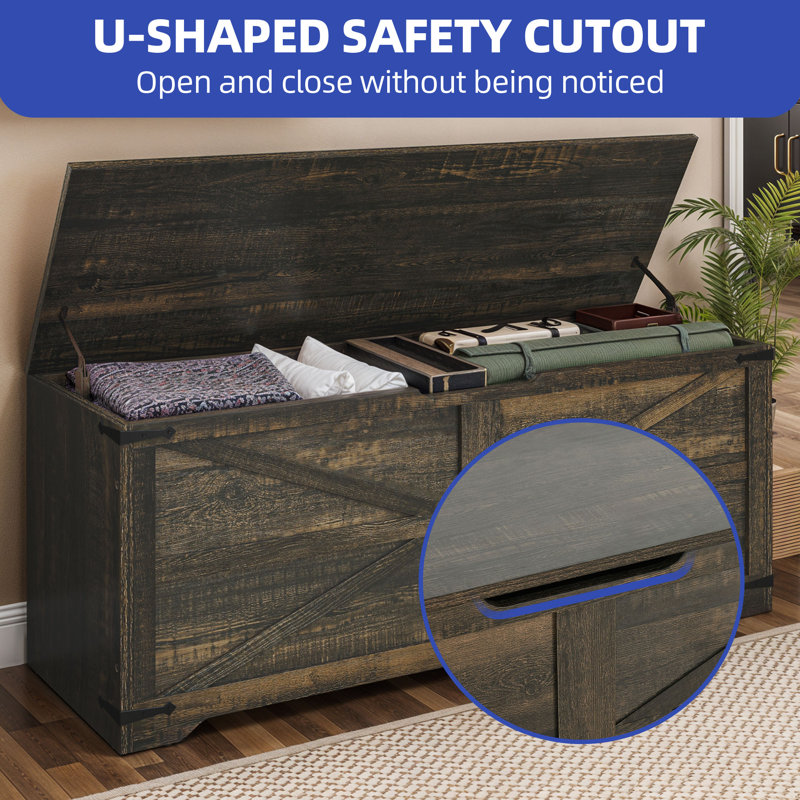 Multi-Functional Entryway Bench and Storage Chest for Homes, Dark Oak