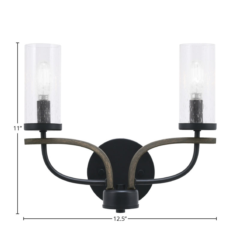 Barre d'éclairage de salle de bain 2 lumières Annalayah, Noir