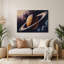 Space Saturn avec anneaux, art mural en métal mauve-1619220960