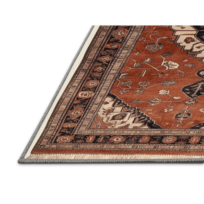 Tapis brun lavable à la machine, Rectangle 5 pi x 7 pi