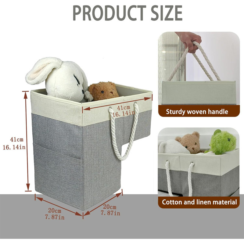 Flax Foldable Stair Step Basket With Rope Handles
