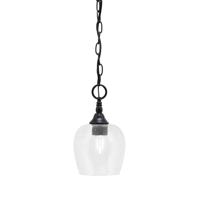 Mini-luminaire suspendu en chaîne avec verre, Noir mat