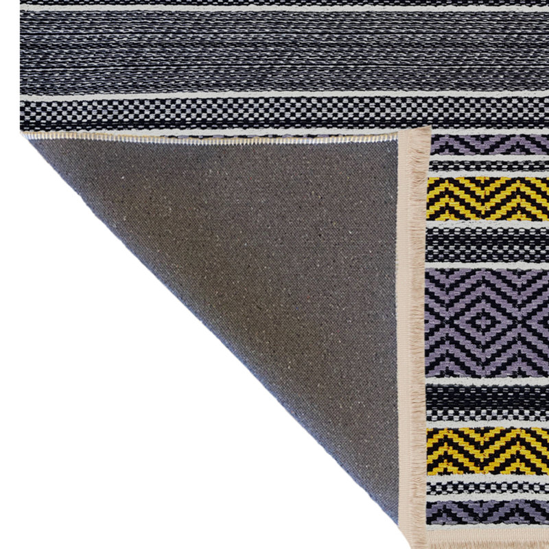 Tapis en polypropylène à motif de chevrons en coton à imprimé numérique gris Nilgun, Rectangle 2 pi 7 po x 4 pi 11 po