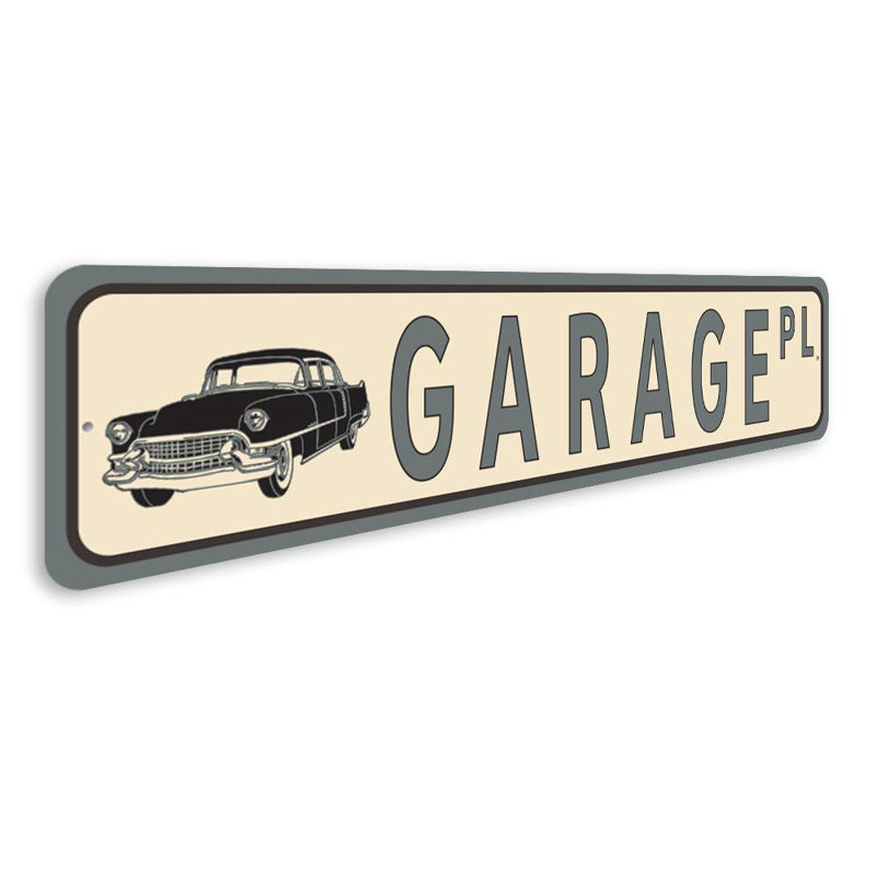 Enseigne en aluminium Garage Street, H 4 po x l 18 po x P 0,04 po