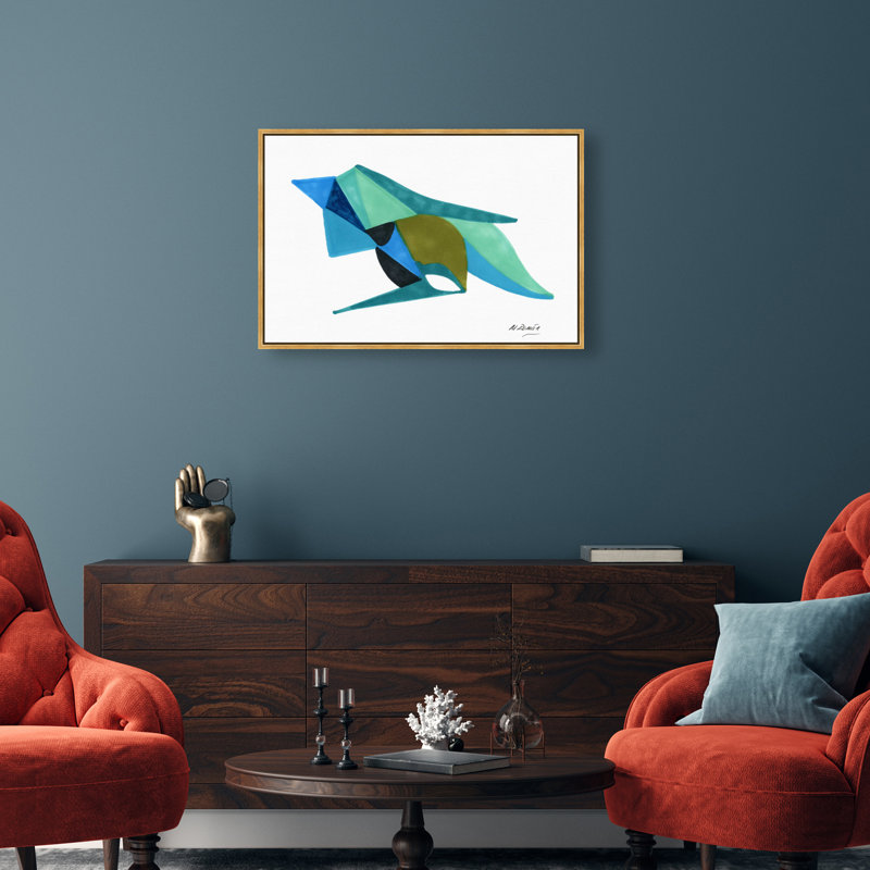 Manuel Roman - Azules Y Aquas Print by Oliver Gal, 17"H x 25"W, Gold Floater Frame