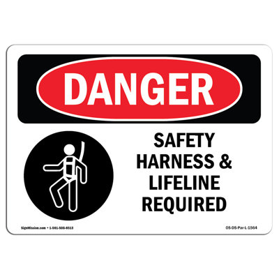 Safety Harness And Lifeline Required Aluminum Sign 12 x 18