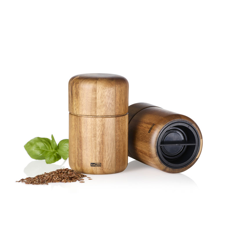 AdHoc Natural Wood Flaxseed and Sesame Seed Mill