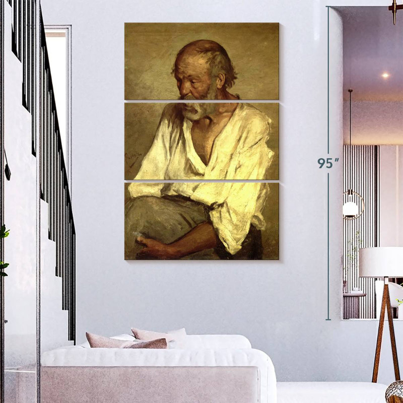 Leisha, le vieux pêcheur, H 74 po x l 48 po