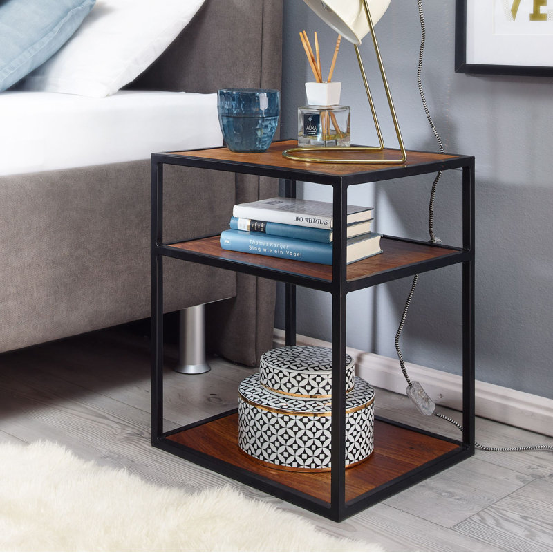 Jamieleigh 40cm W Stainless Steel Bedside Table