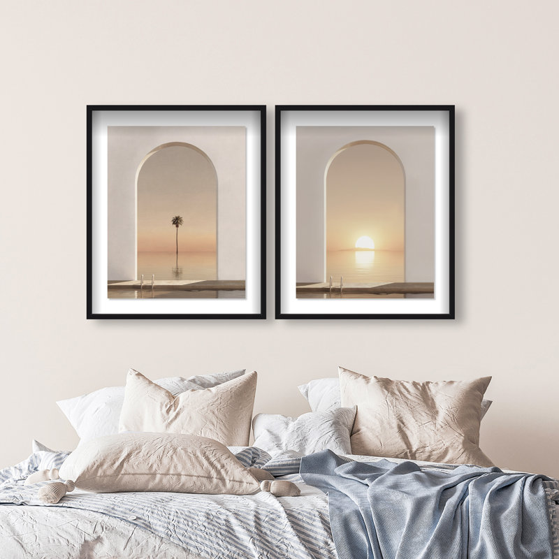 Coastal Window Set Shadowbox Landscape & Nature Print by Oliver Gal, Black Frame, 16 x 20, 31.5"H x 37.5"W, Black Shadowbox