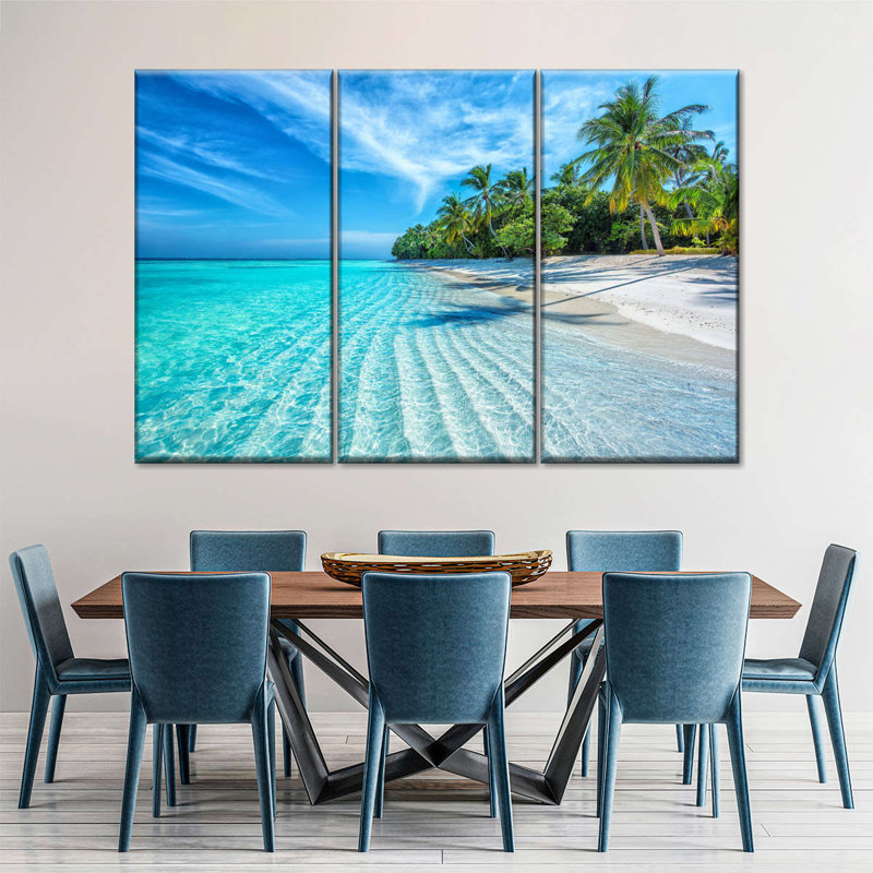 Maldives Beach Coast 3 pièces, H 24 po x l 38 po x P 1,25 po