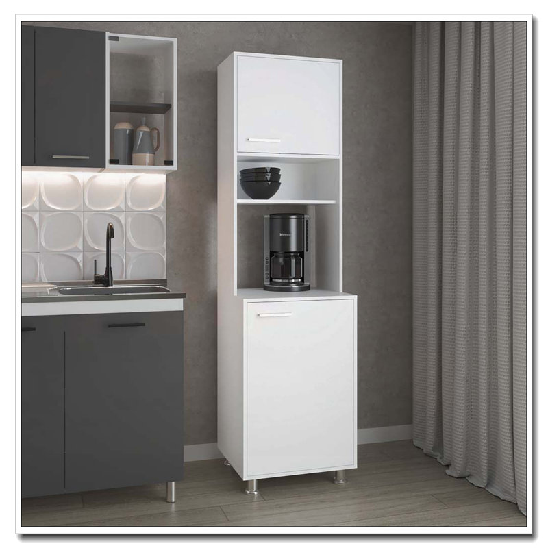 Garde-manger blanc avec rangement ouvert et 2 portes