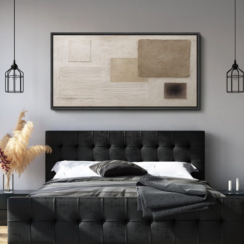 «Minimal Neutral Relief Forms», décoration murale géométrique encadrée, reproduction d'art sur toile, H 30 po x l 60 po