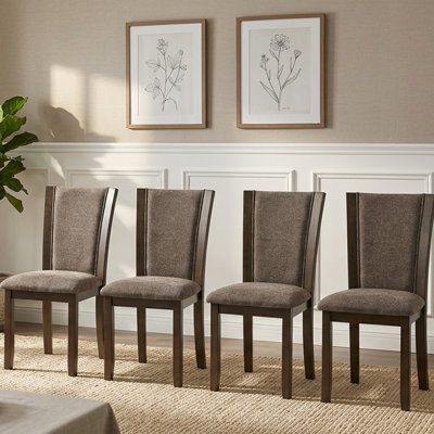 Dining Chairs Only, Wooden Dining Chairs Set of 4, Kitchen Chair with Padded Seat, Upholstered Side Chair for Dining Room, Living Room, Kitchen, Dark walnut
