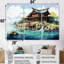 Ensemble de salon art mural chinois, maison chinoise sur un rivage bleu-1898827673-1898827672