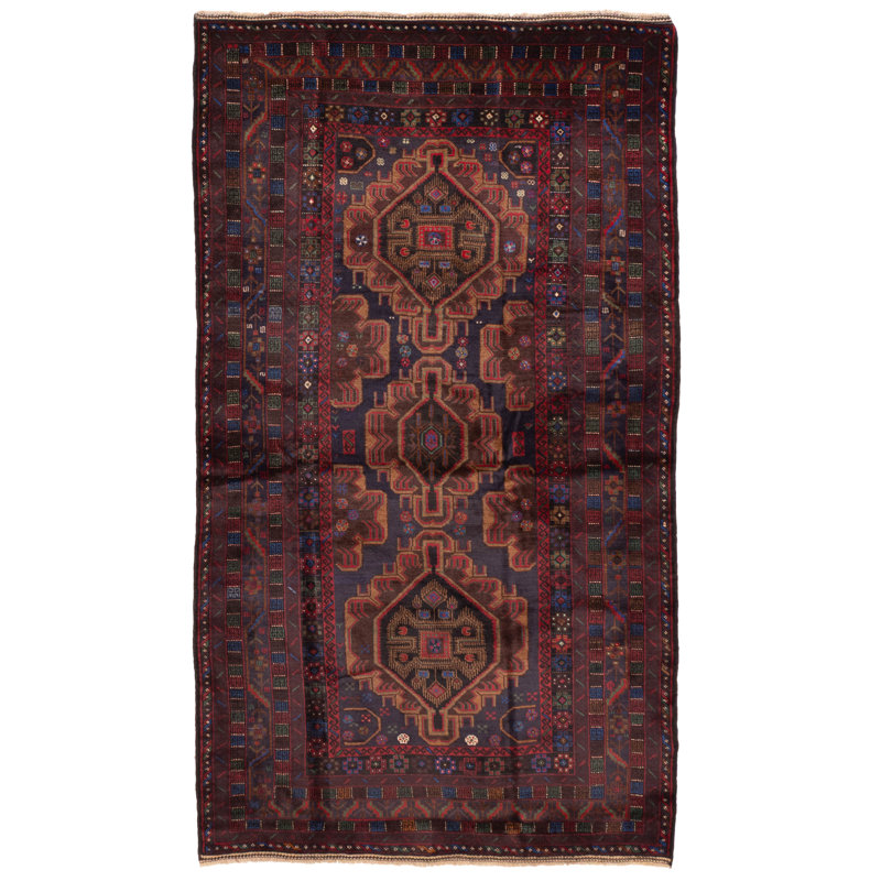 Tapis bleu marine Teimani 4 pi 4 po x 7 pi 9 po