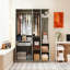 Armoire 4 portes avec tablettes, tiroirs et miroir pleine grandeur-1413850912