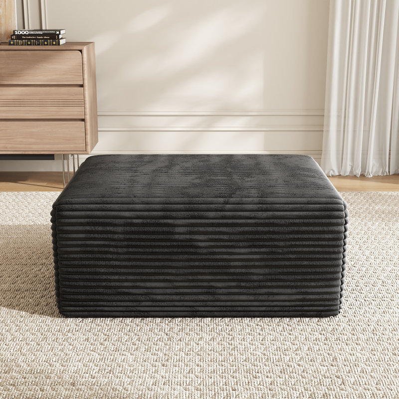 39"  Compression Boneless Corduroy Ottoman, No Assembly Required, Dark Gray