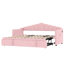 Lit de jour simple rose rembourré en velours doux, avec couchette escamotable, et charge de type C, et poches latérales pour les livres