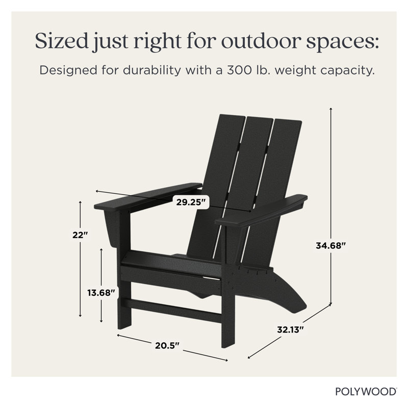 POLYWOOD Modern Adirondack Chair, Black